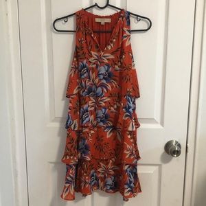 Sleeveless Floral Ruffle Dress